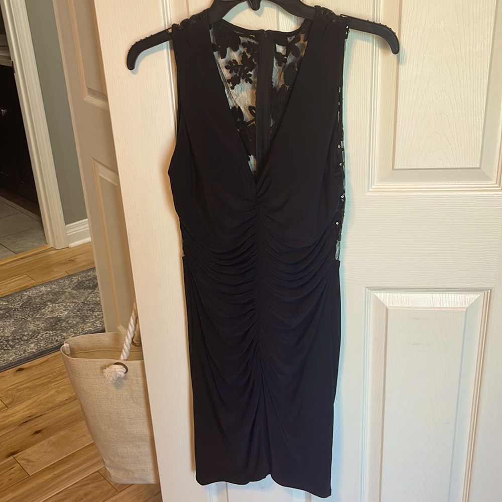 Formal mini dress, with sequined lace back with Zipper- Size L